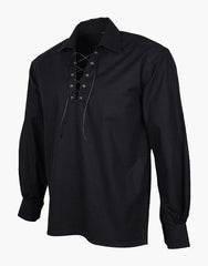 KILT SHIRT IN BLACK JACOBITE GHILLIE - Scottish Kilt Jacket™ USA-UK