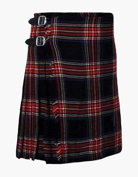 STEWART KILT IN BLACK TARTAN - scottish kilt jacket