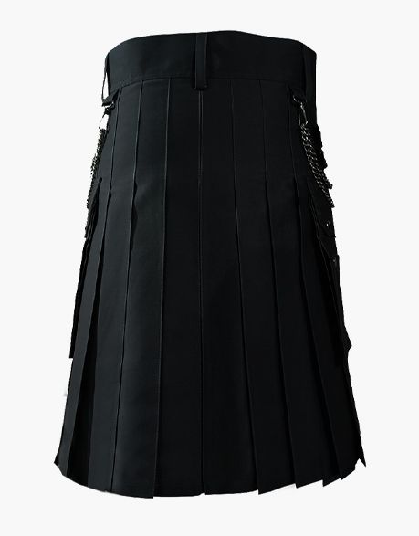 Elegant black utility kilt with a sophisticated design