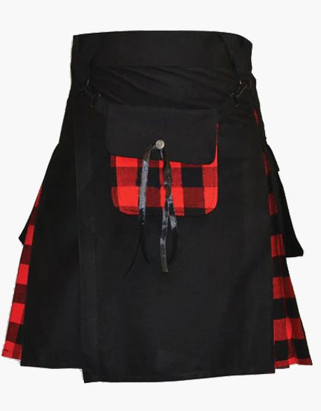 Tartan hybrid kilt in black with Rob Roy Macgregor - Scottish Kilt Jacket™ USA-UK