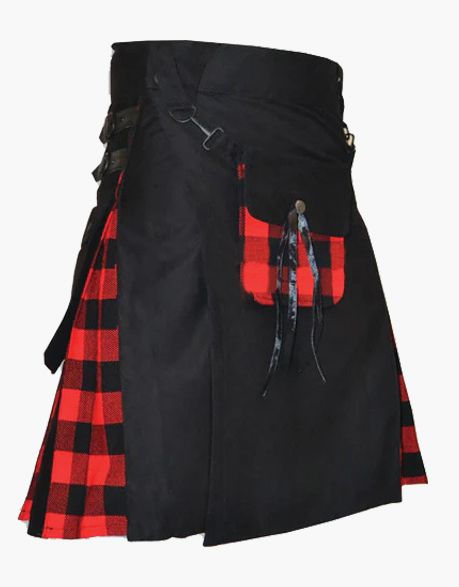 Tartan hybrid kilt in black with Rob Roy Macgregor - Scottish Kilt Jacket™ USA-UK