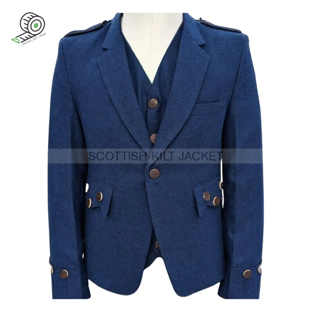 Blue Tweed Argyll Wedding Jacket Kilt Jackets