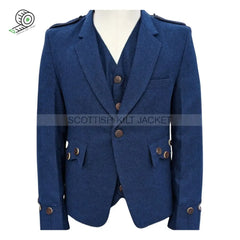 Blue Tweed Argyll Wedding Jacket Kilt Jackets