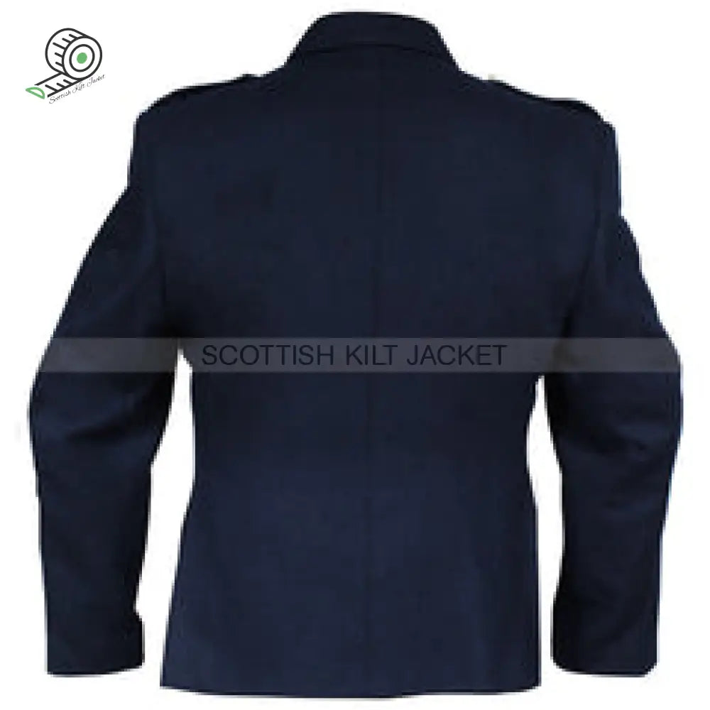 Blue Tweed Wool Fabric Argyll Jacket With Five Button Kilt Jackets