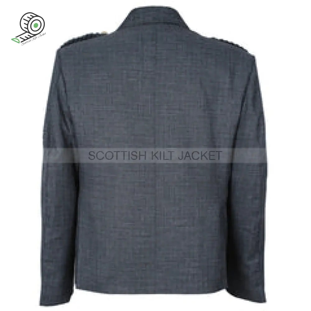 Blue Worsted Wool Serge Fabric Argyll Jacket With Five Button Waistcoat Tweed Kilt Jackets