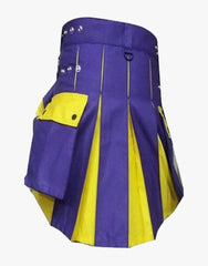 Women's Blue-Yellow Hybrid Kilt - Scottish Kilt Jacket™ USA-UK