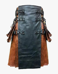 GOTHIC KILT IN BROWN AND BLACK LEATHER