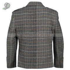 Brown Argyll Tweed Wool Jacket With Vest And Waistcoat Kilt Jackets