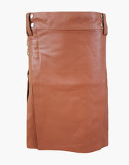 Luxurious Brown Leather Kilt - Brown Leather Kilt - Scottish Kilt Jacket™ USA-UK