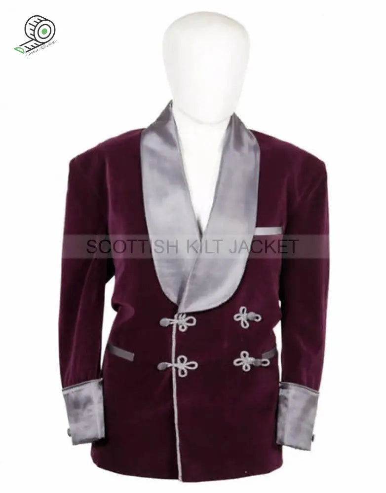 Burgundy Velvet Dinner Jacket Smoking Jackets