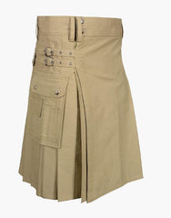 Traditional Khaki Utility Kilt - Khaki Kilt - Scottish Kilt Jacket™ USA-UK