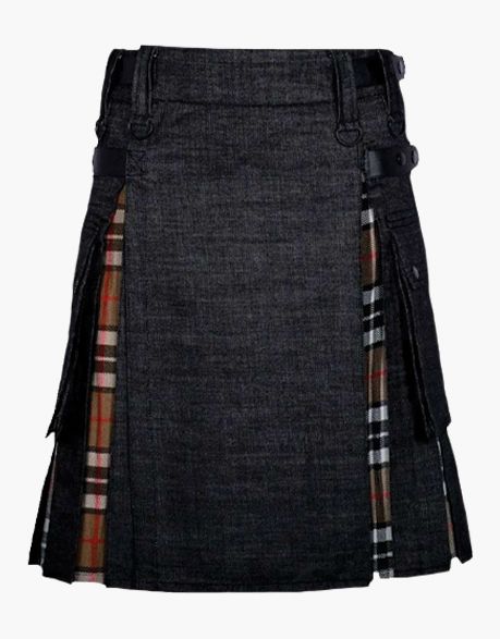 DENIM HYBRID KILT - scottish kilt jacket