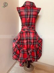 Edgy Red Tartan Dress | Steampunk Fancy Dress Evening Dresses