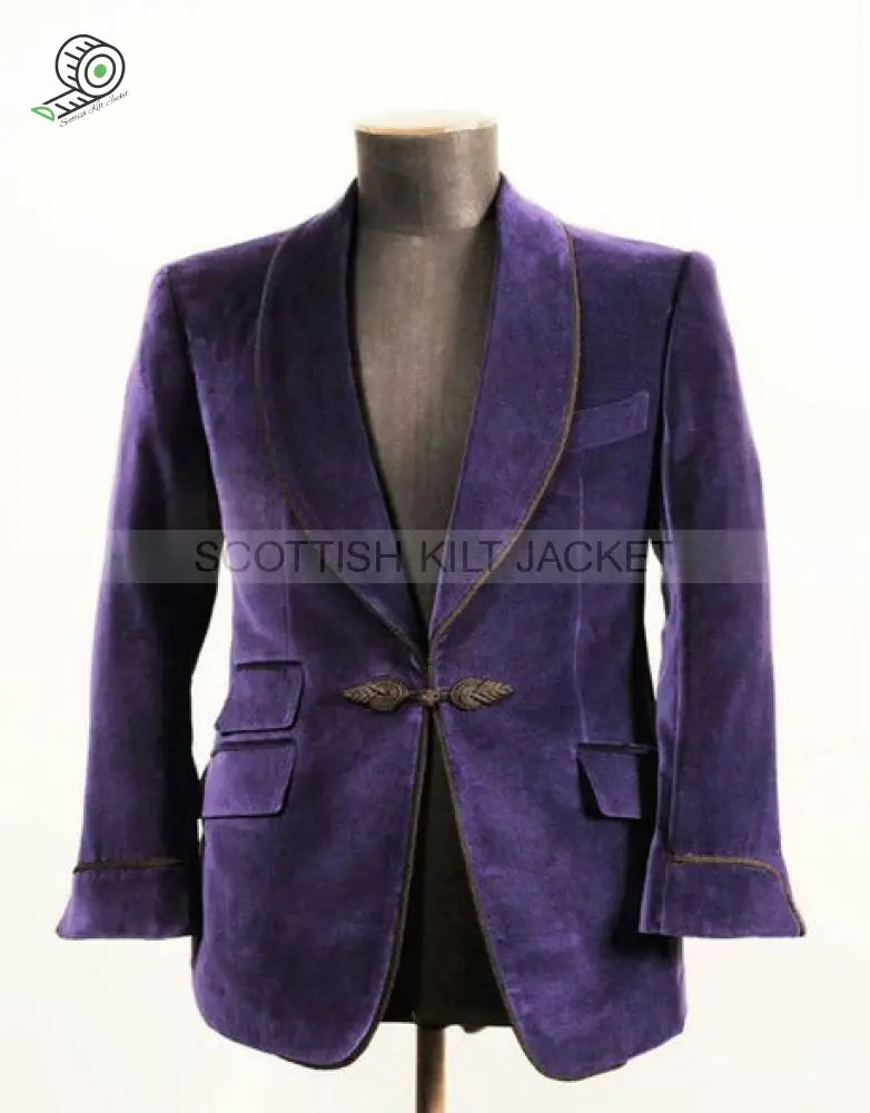 Elegant Purple Velvet Dinner Blazer Smoking Jackets