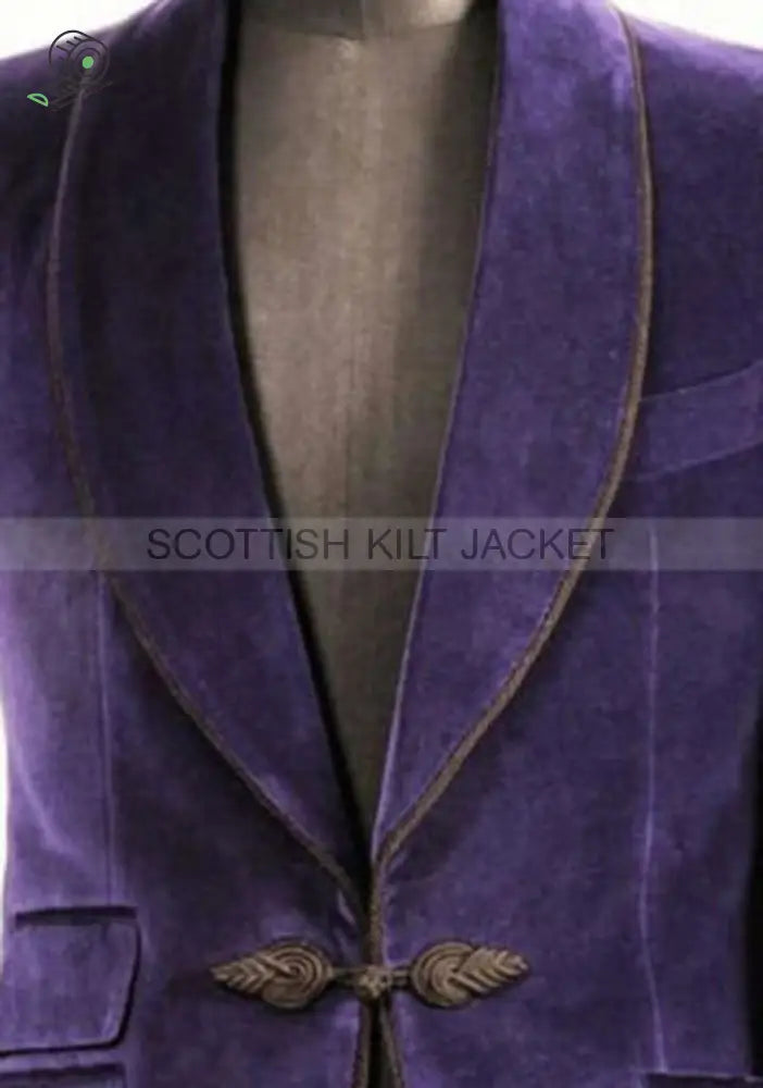 Elegant Purple Velvet Dinner Blazer Smoking Jackets