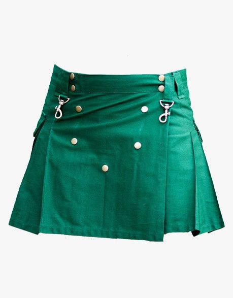 GREEN WOMENS FASHION UTILITY KILT - Scottish Kilt Jacket™ USA-UK