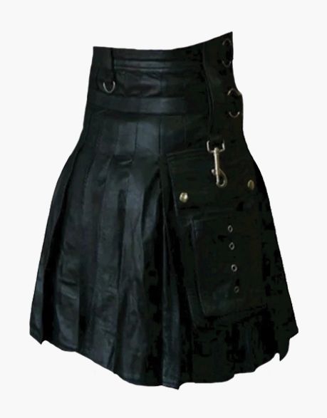 Stylish leather kilt with chain - Scottish Kilt Jacket™ USA-UK