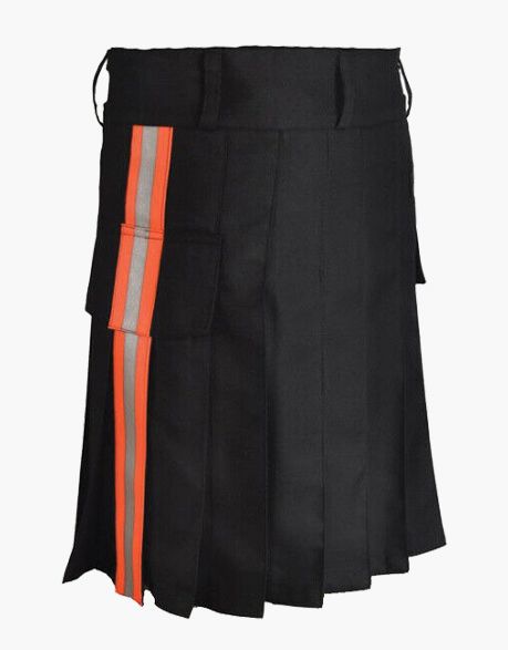 BLACK FIREFIGHTER FIREMAN KILT - Scottish Kilt Jacket™ USA-UK