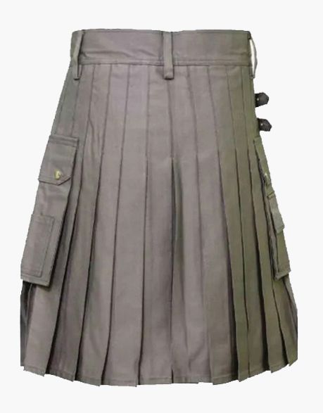 Grey Utility Kilt - Gothic Style - Grey Belted Kilt - Scottish Kilt Jacket™ USA-UK