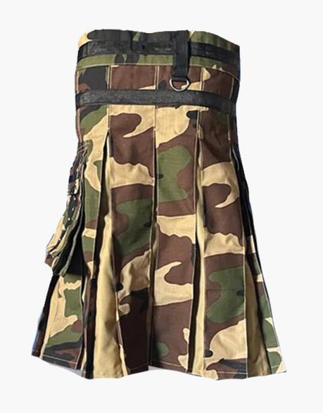 HYBRID KILT IN KHAKI AND GOTHIC WOODLAND CAMO - Scottish Kilt Jacket™ USA-UK