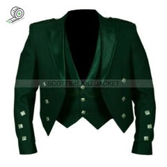 Green Barathea Wool Jacket With Three Buttons For Prince Charlie Jackets