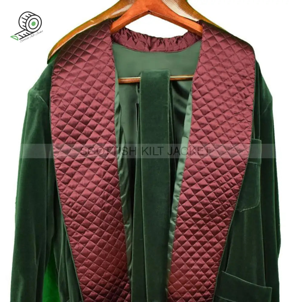 Green & Red Velvet Quilted Blazers Smoking Jackets