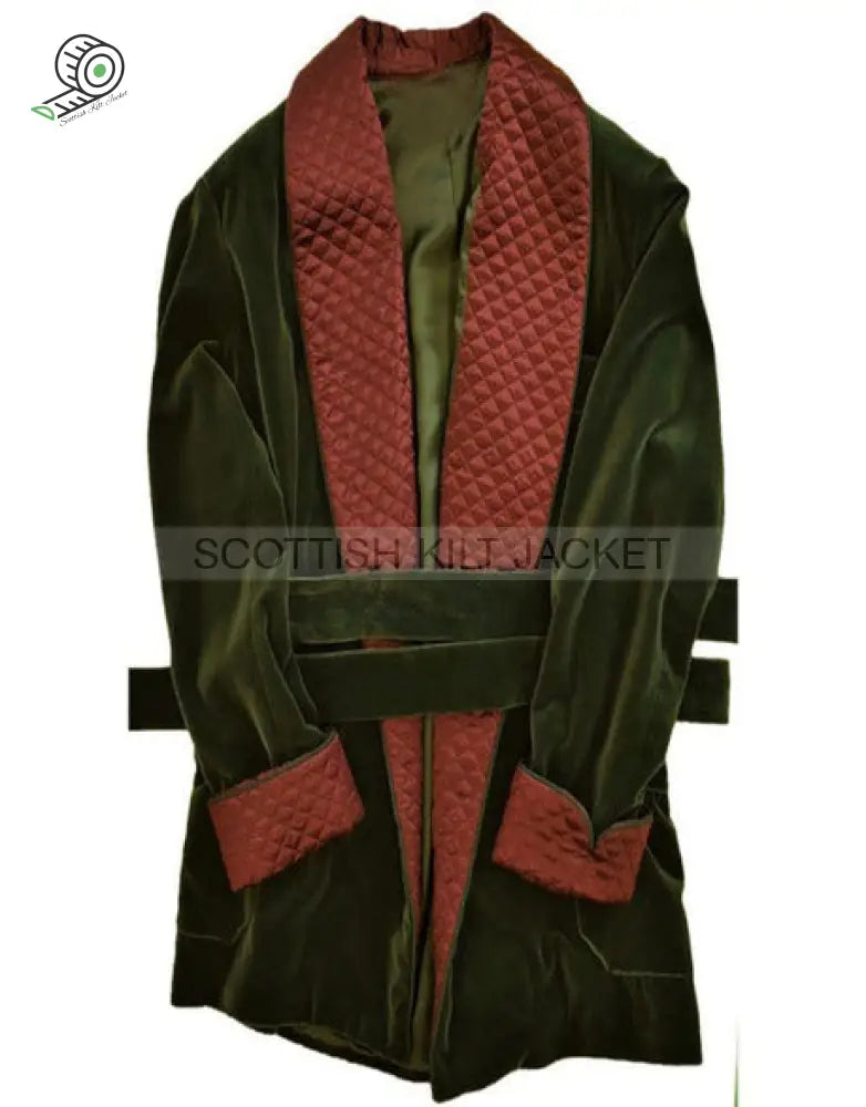 Green & Red Velvet Quilted Blazers Smoking Jackets