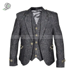 Grey Brushed Blazer Argyll Jacket & Vest Tweed Kilt Jackets