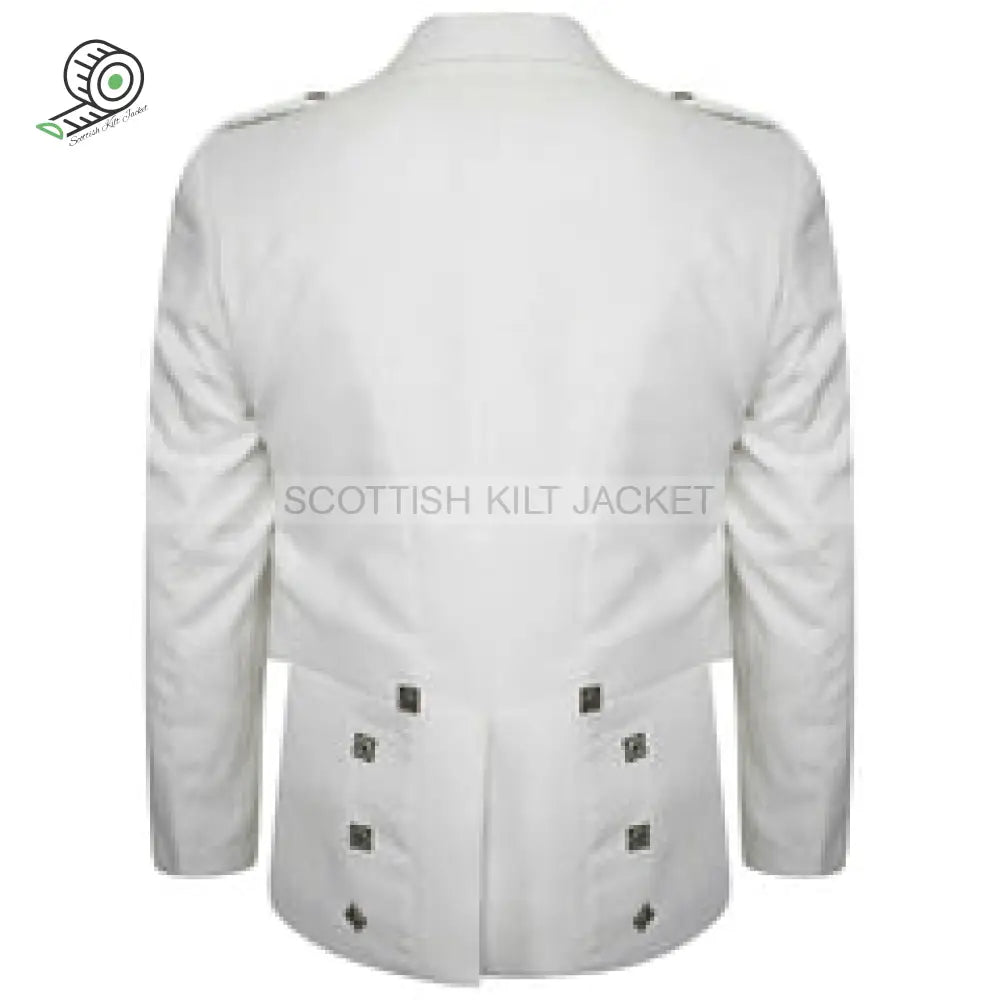 Highland Prince Charlie Kilt Jacket & Waistcoat With White Pipe Band Jackets