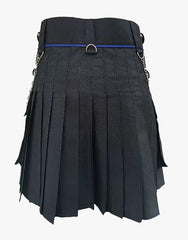 Modern Utility Kilt in Black with Chains by Lautremont - Scottish Kilt Jacket™ USA-UK