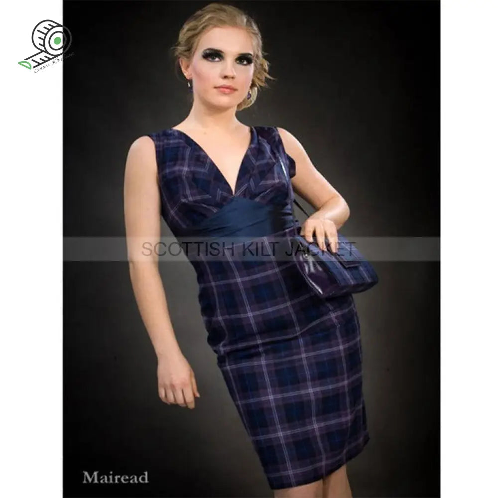 Mairead In A Sophisticated Short Tartan Gown Tartan Evening Dresses