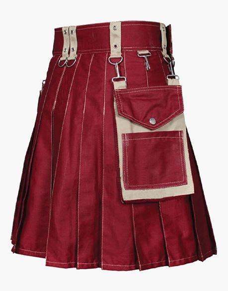 KHAKI AND MAROON UTILITY KILT - Scottish Kilt Jacket™ USA-UK