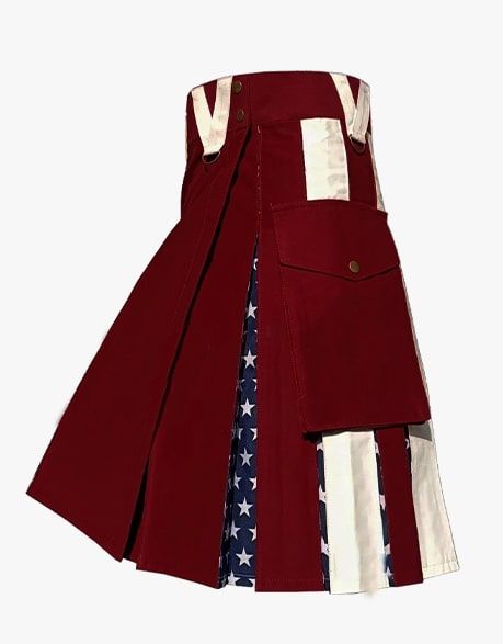 FLAG HYBRID TACTICAL KILT MAROON USA - Scottish Kilt Jacket™ USA-UK