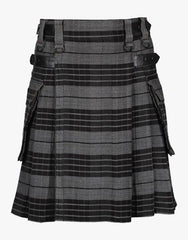 MEN'S TARTAN UTILITY KILT LAUTREAMONT Grey Watch - scottish kilt jacket