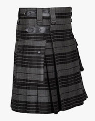 MEN'S TARTAN UTILITY KILT LAUTREAMONT Grey Watch - scottish kilt jacket