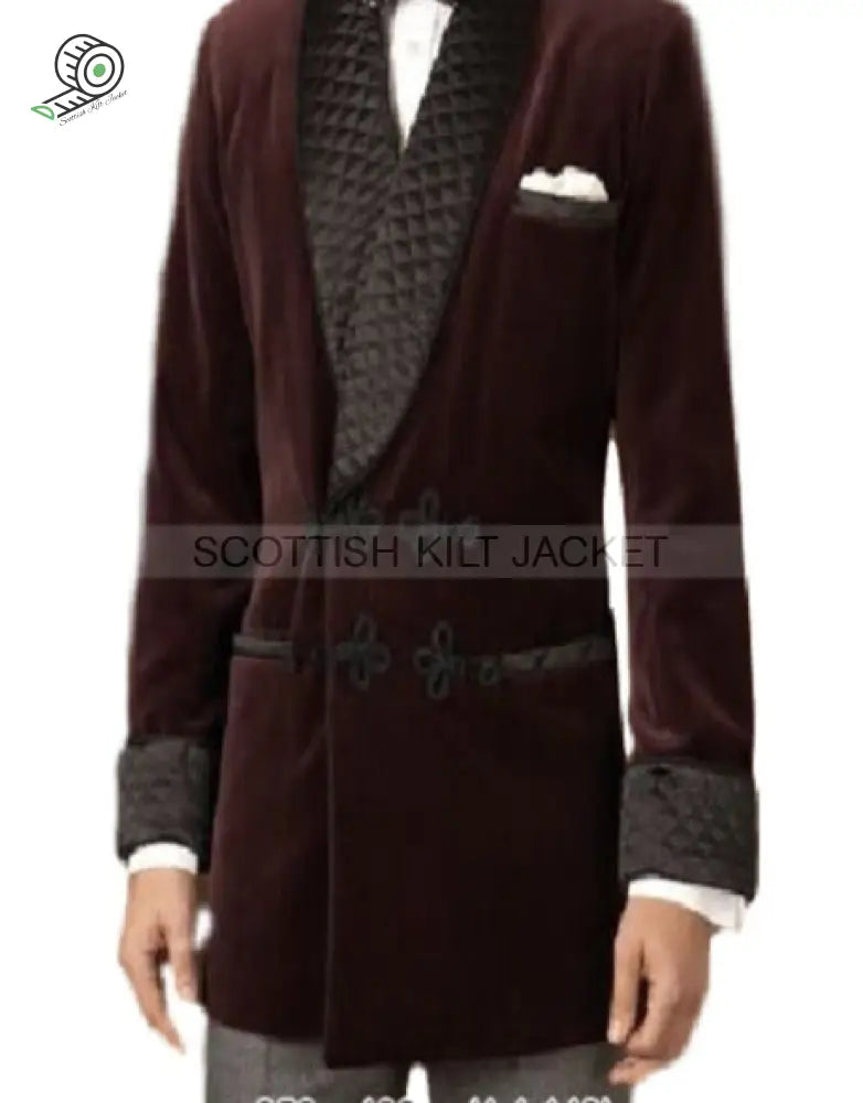 Men’s Burgundy Velvet Jacket: Coat Blazer For Hosting Evening Parties Smoking Jackets