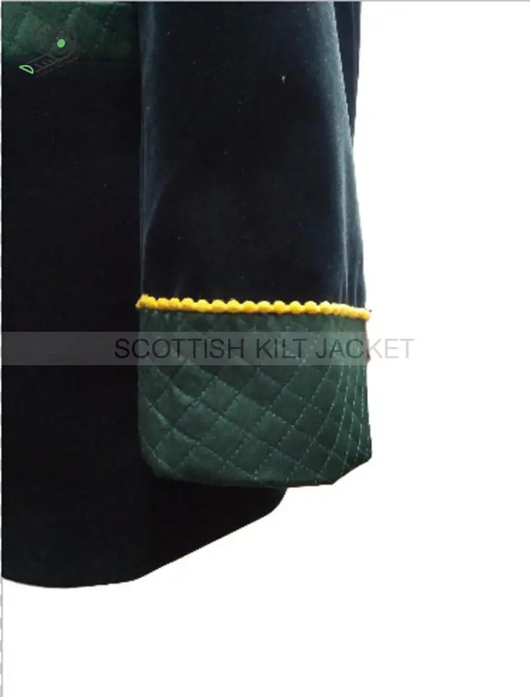 Men’s Green Velvet Jacket With Quilting For Evening Events Smoking Jackets