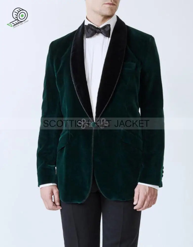 Men’s Green Velvet Wedding Blazer Smoking Jackets