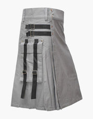 MEN'S GREY NYLON STRAPS UTILITY KILT - Scottish Kilt Jacket™ USA-UK