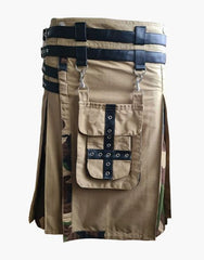 MEN'S HYBRID KIT WITH LEATHER STRAPS IN CAMO AND KHAKI - Scottish Kilt Jacket™ USA-UK