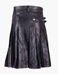 MEN'S DETACHABLE POCKET PURE BLACK LEATHER UTILITY KILT - Scottish Kilt Jacket™ USA-UK