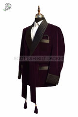 Men’s Purple Quilted Velvet Blazer Smoking Jackets