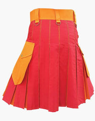 MEN'S HYBRID KILT IN RED AND ORANGE - scottish kilt jacket