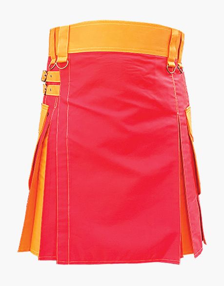 MEN'S HYBRID KILT IN RED AND ORANGE - scottish kilt jacket