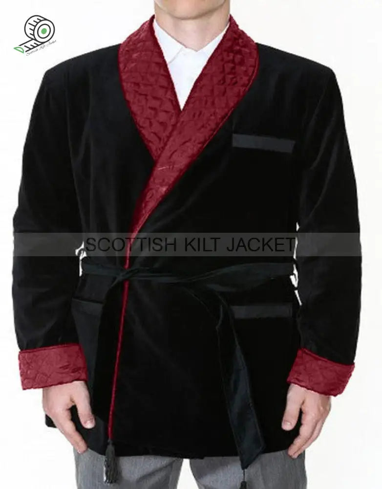 Men’s Velvet Quilted Evening Jacket Smoking Jackets