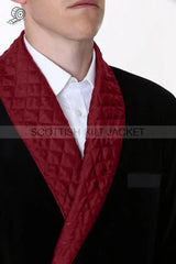 Men’s Velvet Quilted Evening Jacket Smoking Jackets