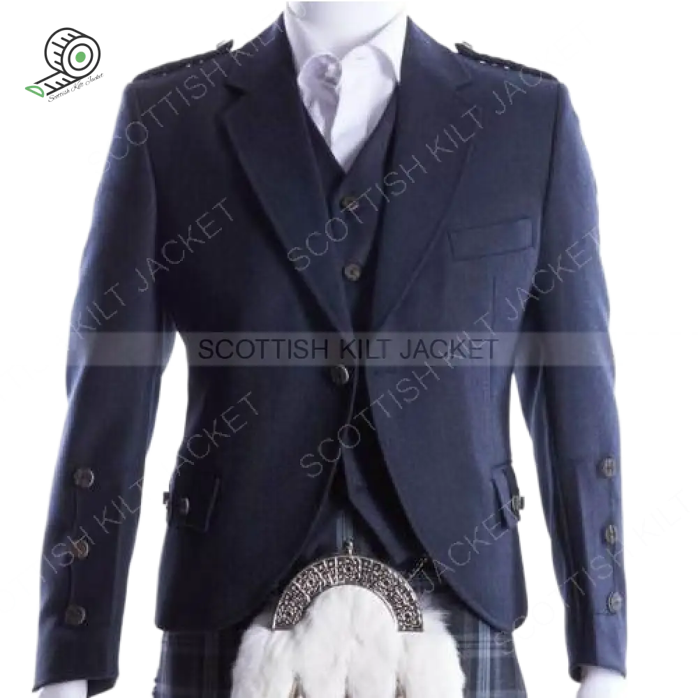 Midnight Blue Crail Kilt Jacket And Waistcoat Scottish