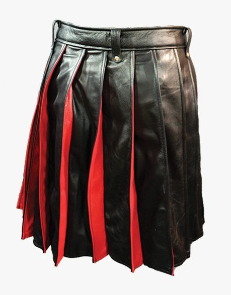 MODERN LEATHER KILT IN RED AND BLACK - Scottish Kilt Jacket™ USA-UK