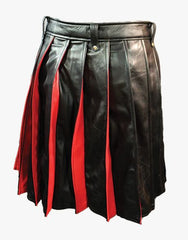 MODERN LEATHER KILT IN RED AND BLACK - Scottish Kilt Jacket™ USA-UK