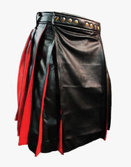 MODERN LEATHER KILT IN RED AND BLACK - Scottish Kilt Jacket™ USA-UK